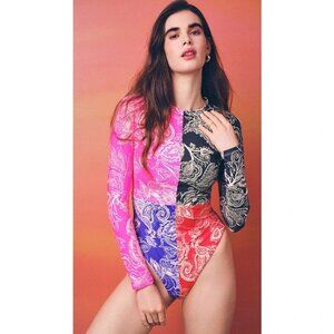 NWT Mara Hoffman Womens Multi Patchwork Paisley Reece Bandana Swimsuit Size 2X